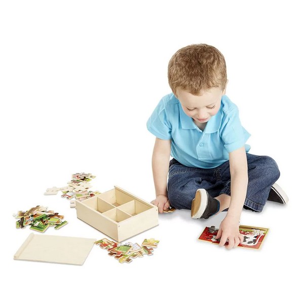 Продукт Melissa and Doug 4 в 1 Животни от фермата - Дървен пъзел  - 0 - BG Hlapeta